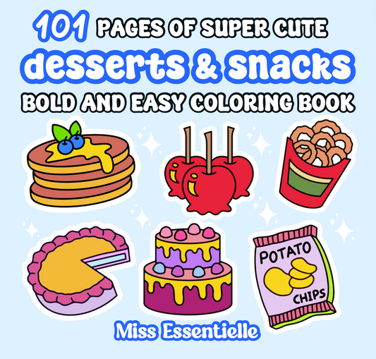 Desserts & Snacks by Miss Essentielle - Bold & Easy Digital Coloring Book Printable