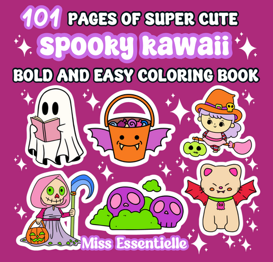 Spooky Kawaii by Miss Essentielle - Bold & Easy Digital Coloring Book Printable